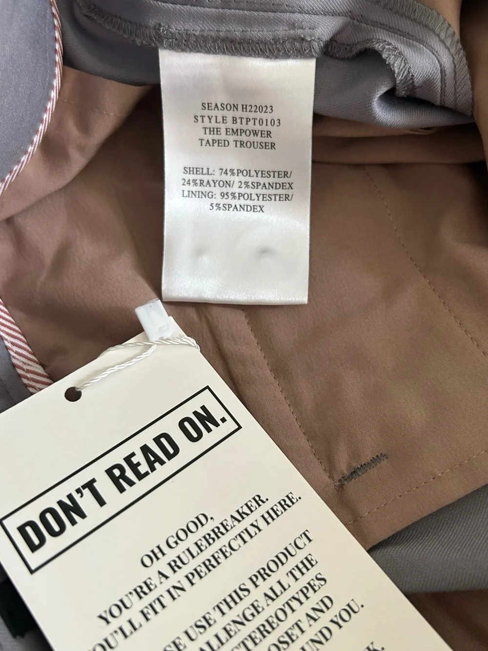 NWT Wildfang The Empower Taped Trouser Grey size 10